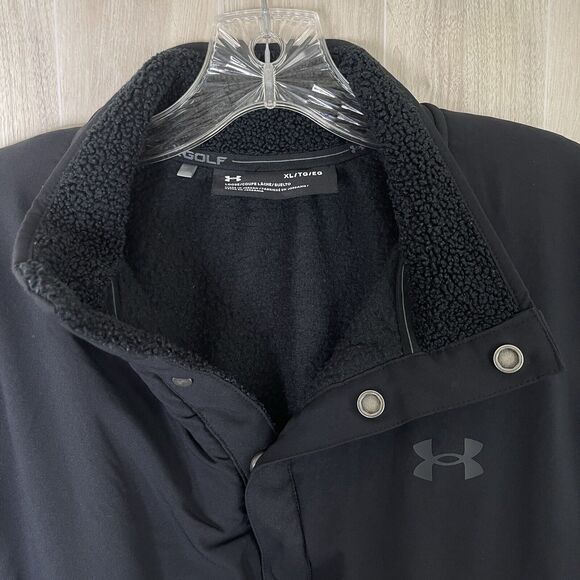 Under Armour Golf Sweater Pullover Mens XL Hybrid Snap Button Mock Neck 1/4 Logo - Picture 5 of 13